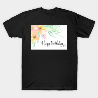 Watercolor Floral Birthday Greeting Card T-Shirt